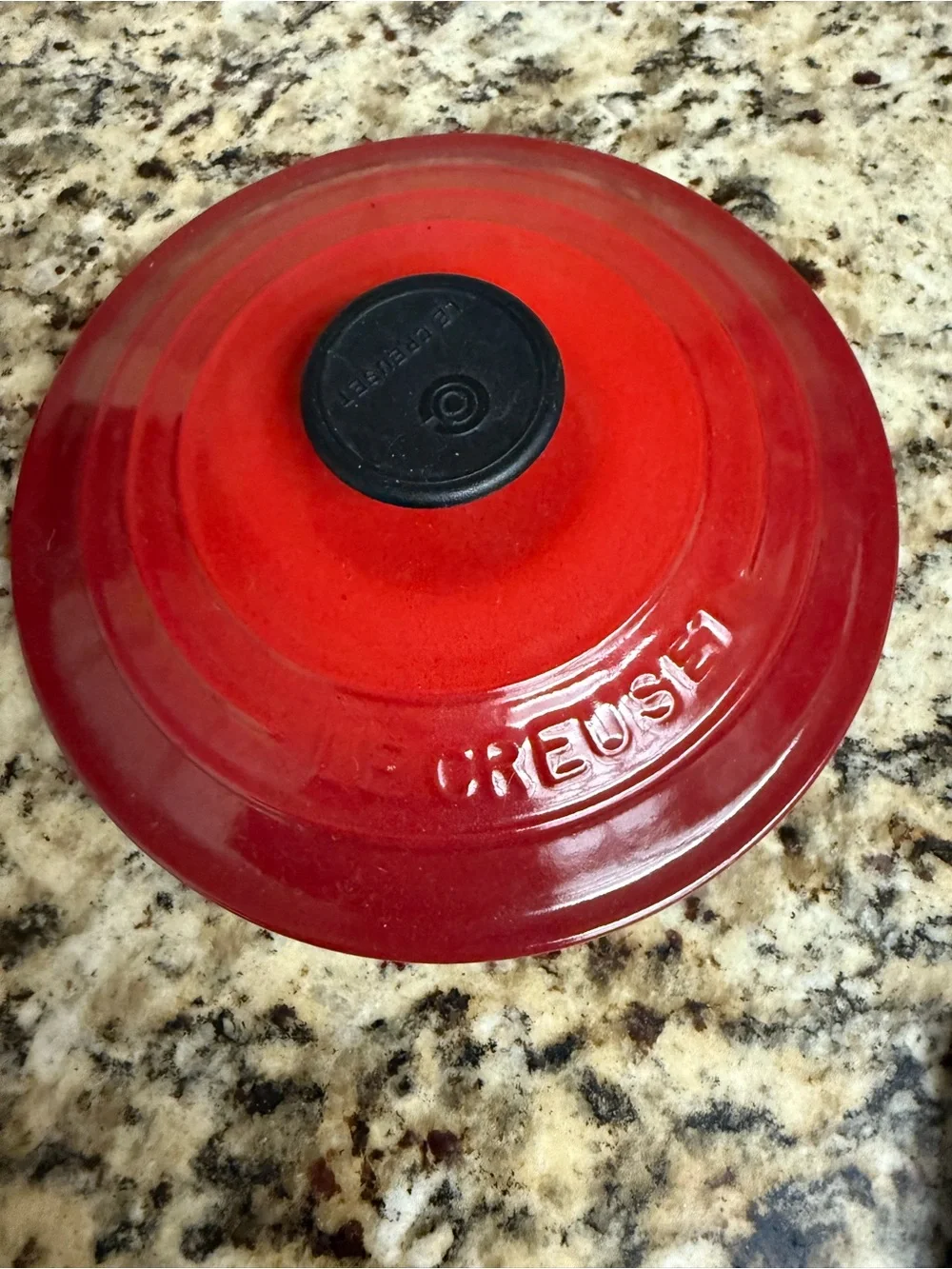 Le Creuset Red Enamel Lid with Black Knob